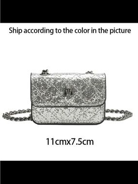 Kurt Geiger Silver Glitter Mini Crossbody with Chain